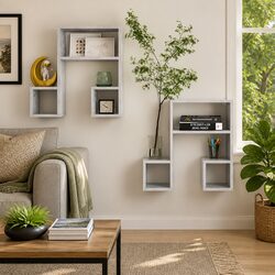 Versatile Grey Music Note Shelves for Home Décor, Set of 2