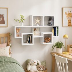 Car-Shaped Wall Shelf White Storage Organiser Hanging Display Compartment