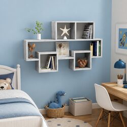 Car-Shaped Wall Shelf Grey Engineered Wood Hanging Storage Display Organiser