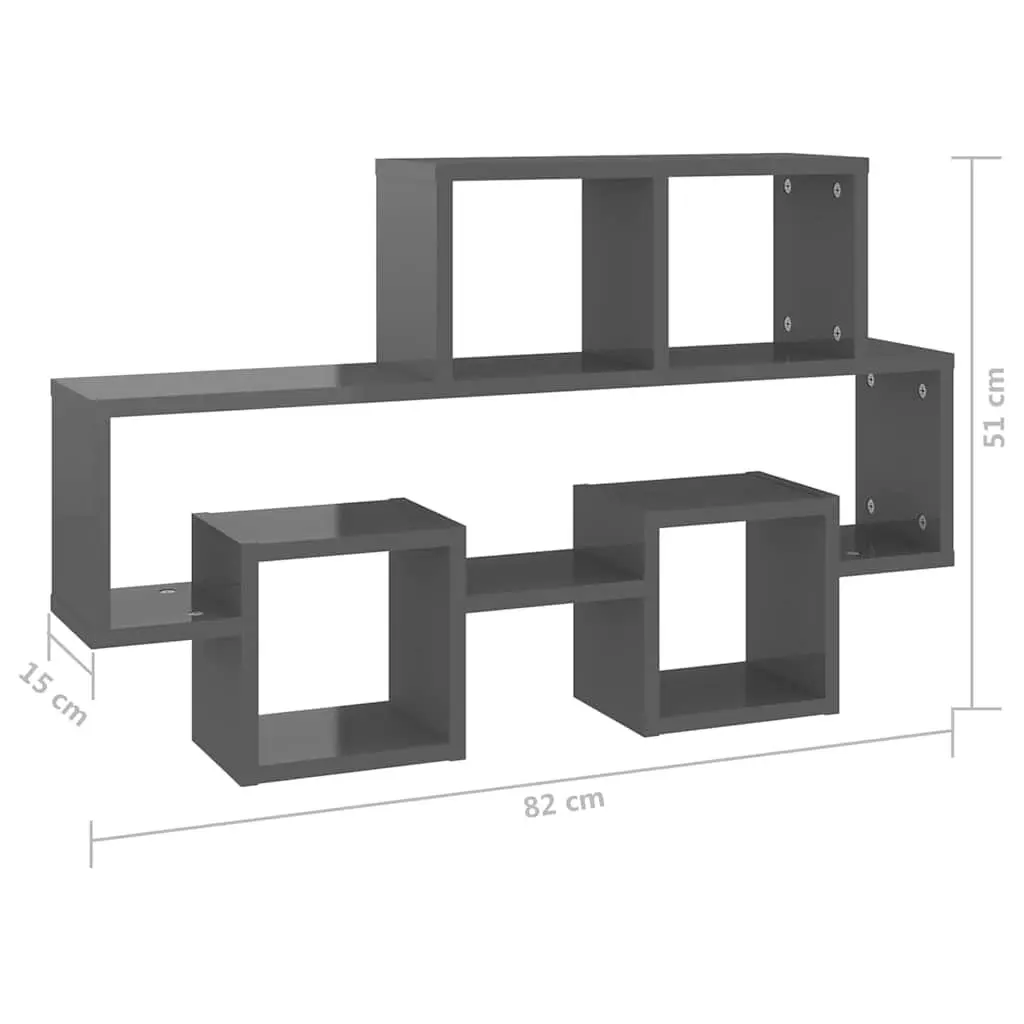 Car-Shaped Wall Shelf Engineered Wood 82W x 15D x 51H cm Grey