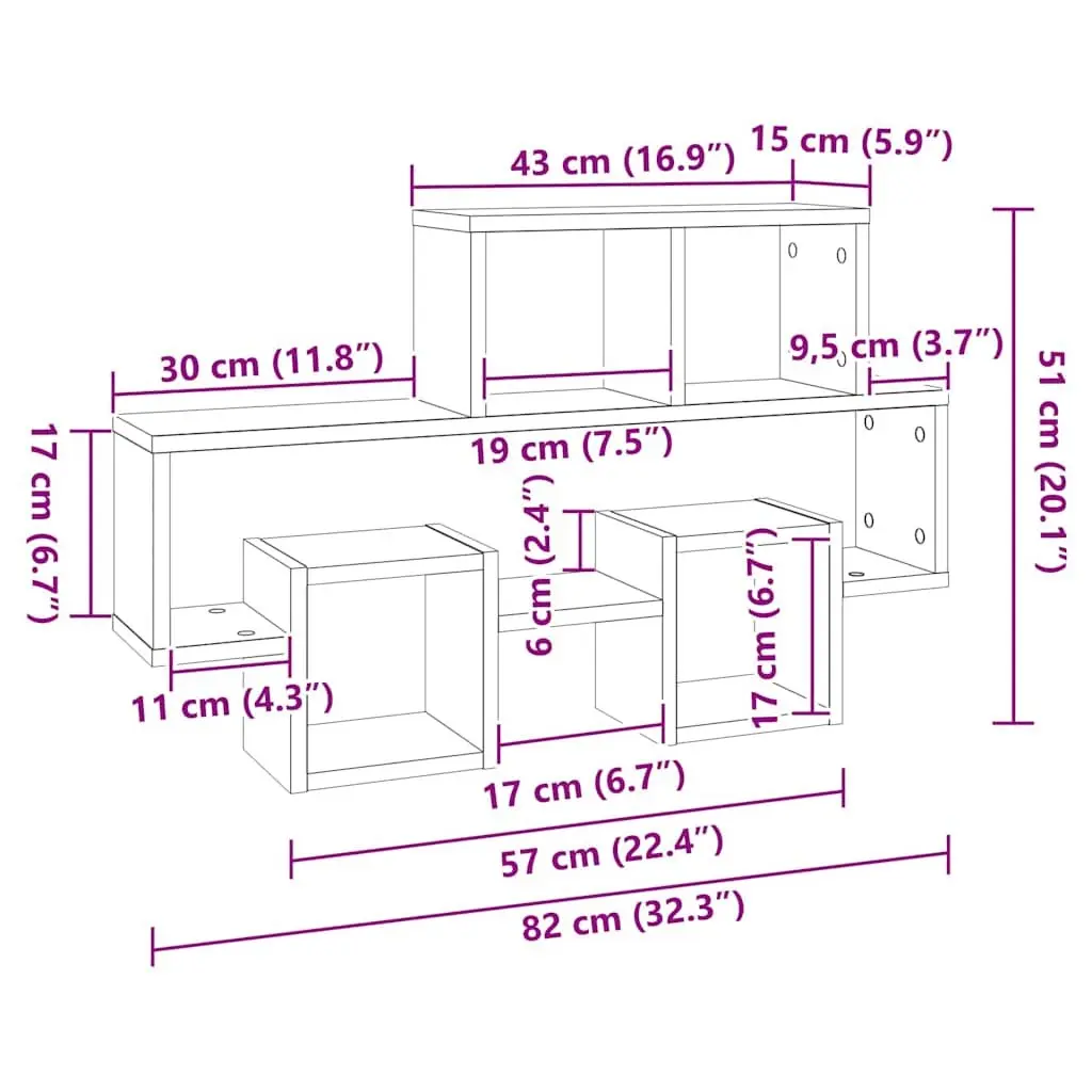 Car-Shaped Wall Shelf Engineered Wood 82W x 15D x 51H cm Grey