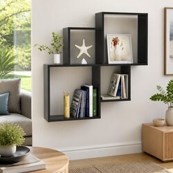 Wall Cube Shelf Grey Open Compartments Storage Display Hanging Shelves Organiser