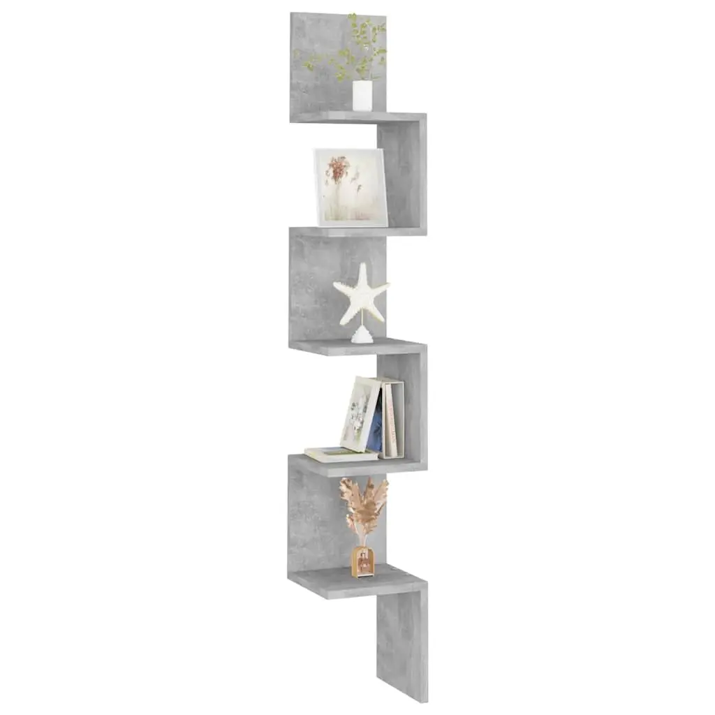 Wall Corner Shelf Engineered Wood 20 x 20 x 127.5 cm Grey