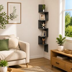 Functional Grey Corner Shelf for Living Spaces