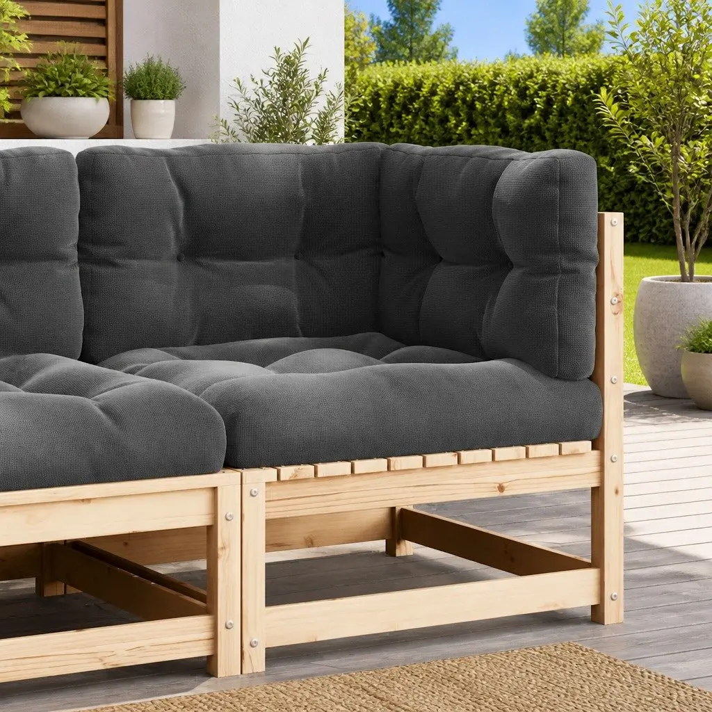 Outdoor Corner Sofa Solid Pinewood Anthracite with Cushions