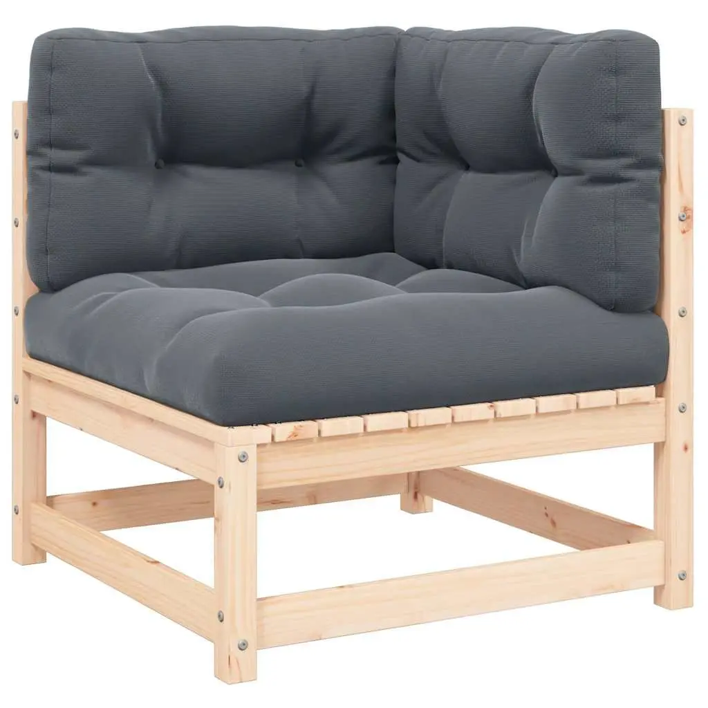 Outdoor Corner Sofa Solid Pinewood Anthracite with Cushions