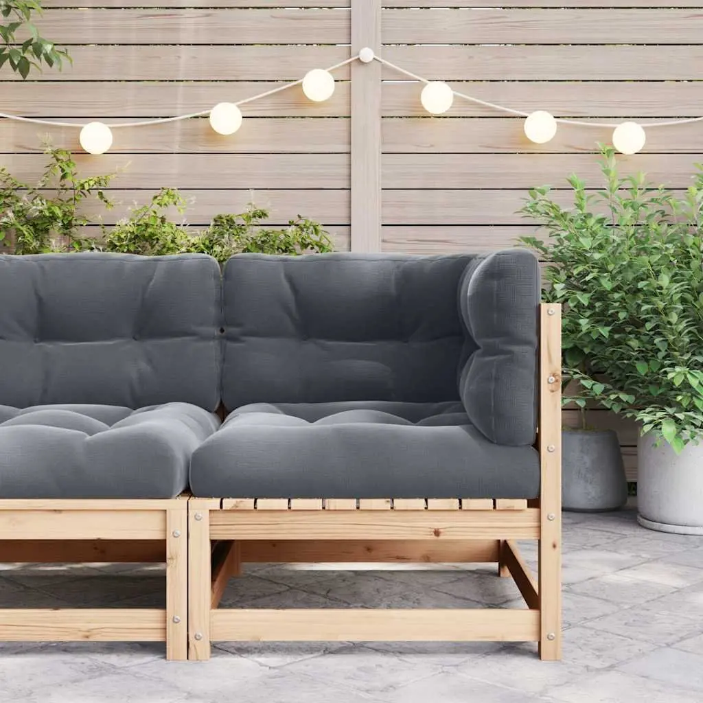 Outdoor Corner Sofa Solid Pinewood Anthracite with Cushions
