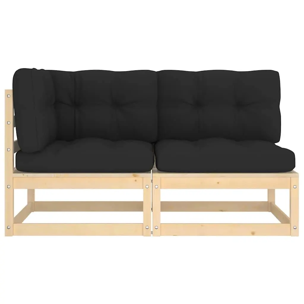 2 Piece Garden Lounge Set Solid Pinewood Modular Anthracite