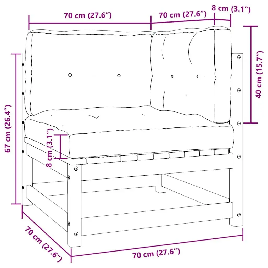 2 Piece Garden Lounge Set Solid Pinewood Modular Anthracite