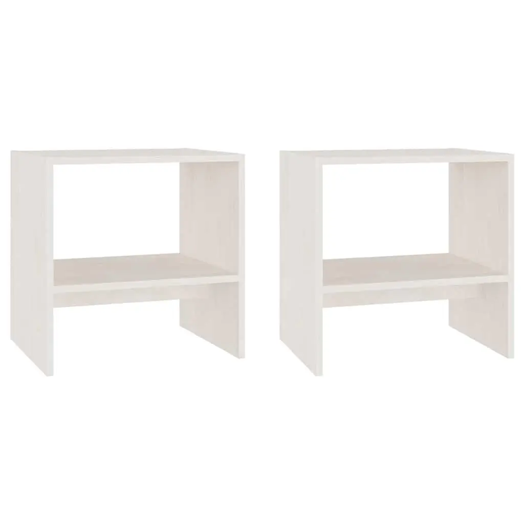 Bedside Cabinets Solid Pinewood White 40 x 30.5 x 40 cm 2 Piece