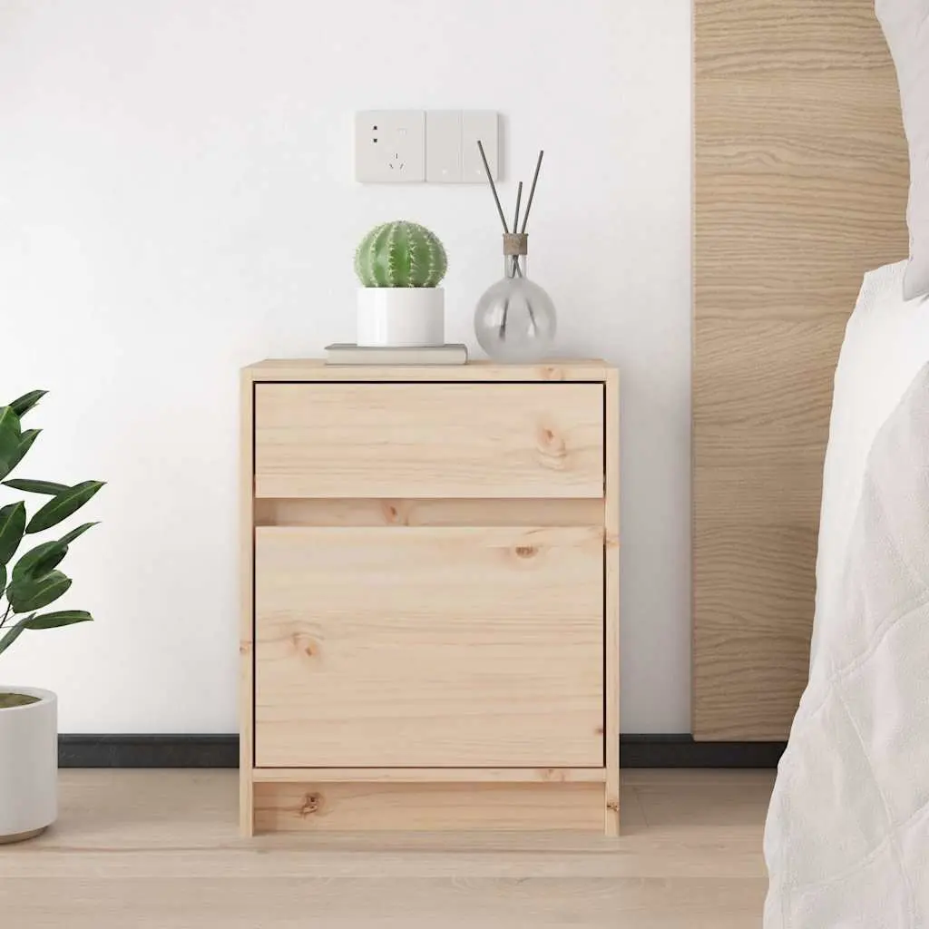 Solid Wood Bedside Cabinet 40cm x 31cm x 50cm Pine Brown Nightstand Storage Furniture