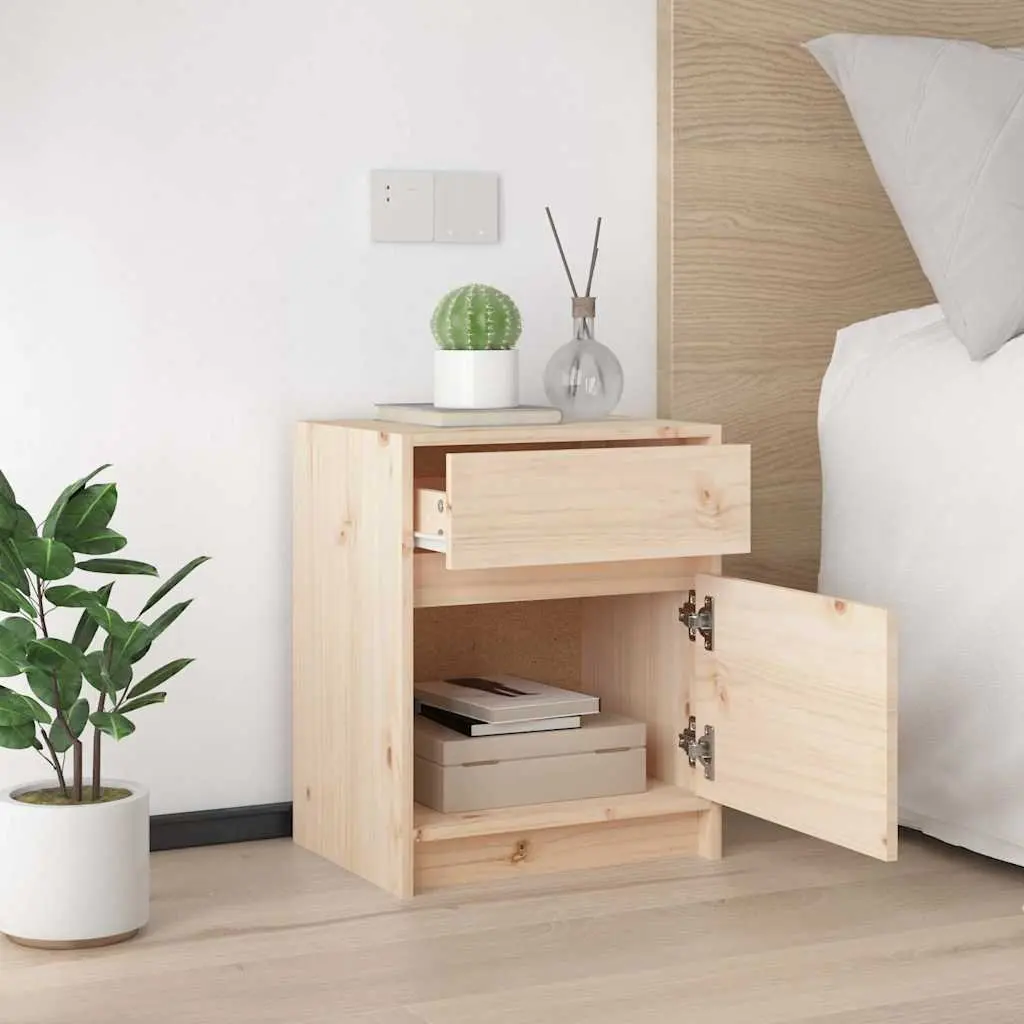 Solid Wood Bedside Cabinet 40cm x 31cm x 50cm Pine Brown Nightstand Storage Furniture