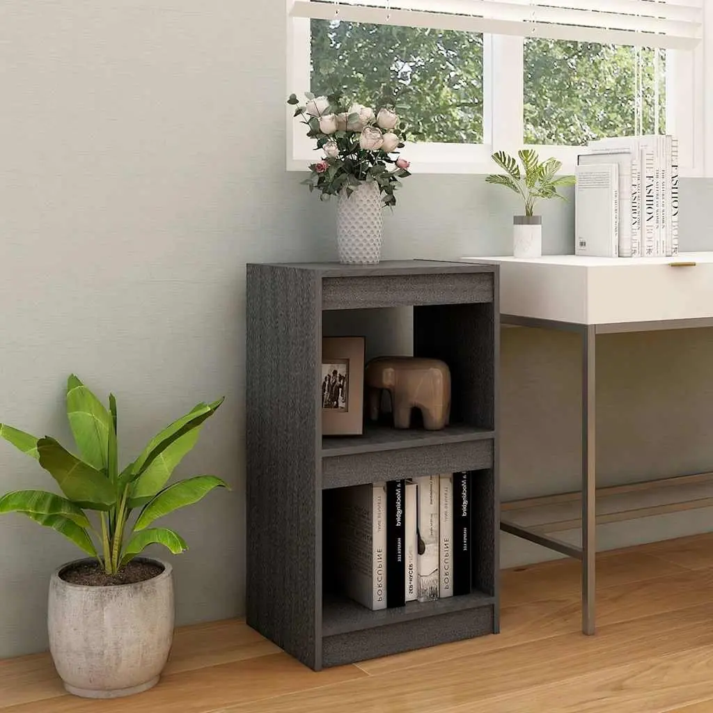 Grey Solid Pinewood Book Shelf Unit 40x30x71.5cm Storage and Display Cabinet