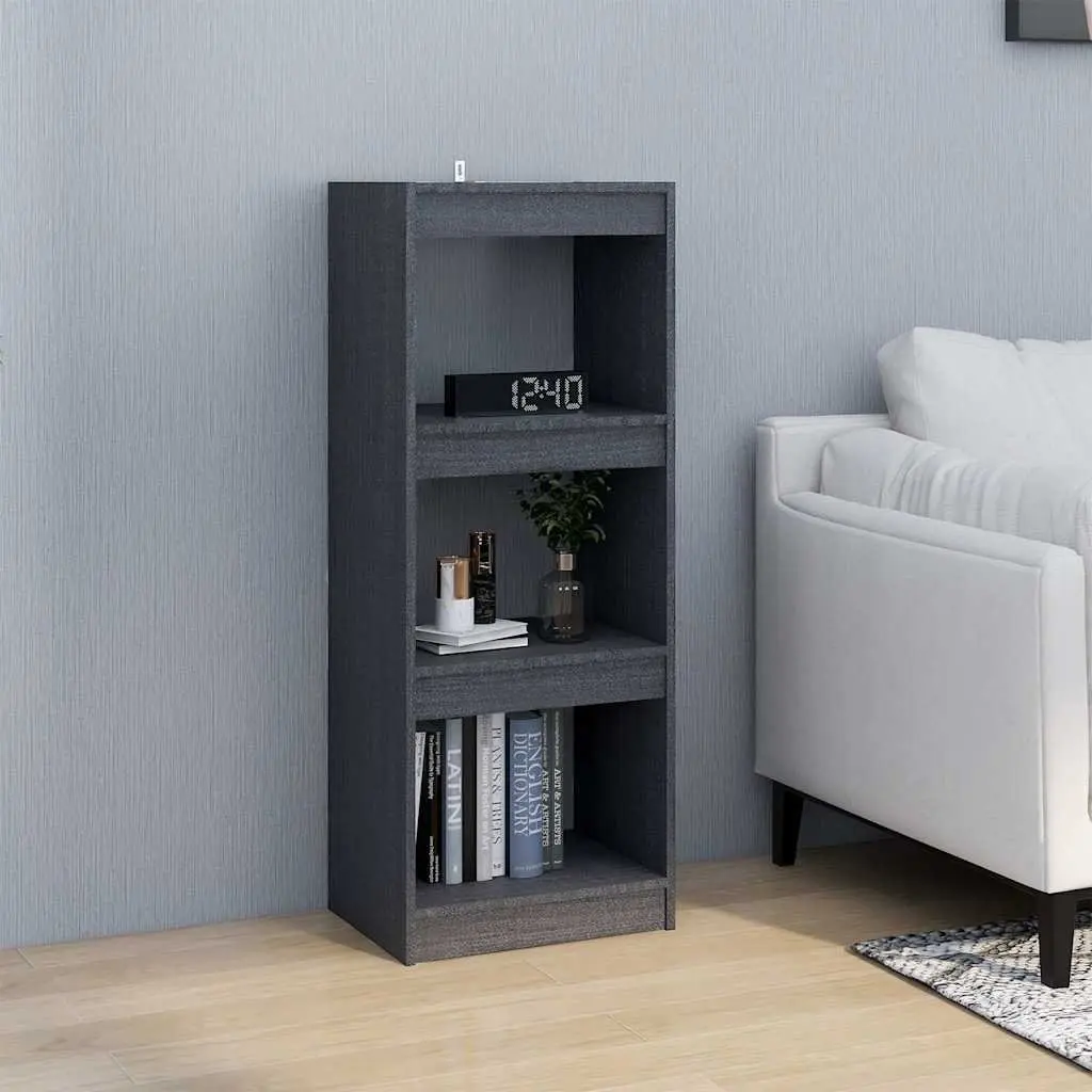 Grey Solid Pinewood Room Divider Book Cabinet 40x30x103.5cm Storage Bookshelf