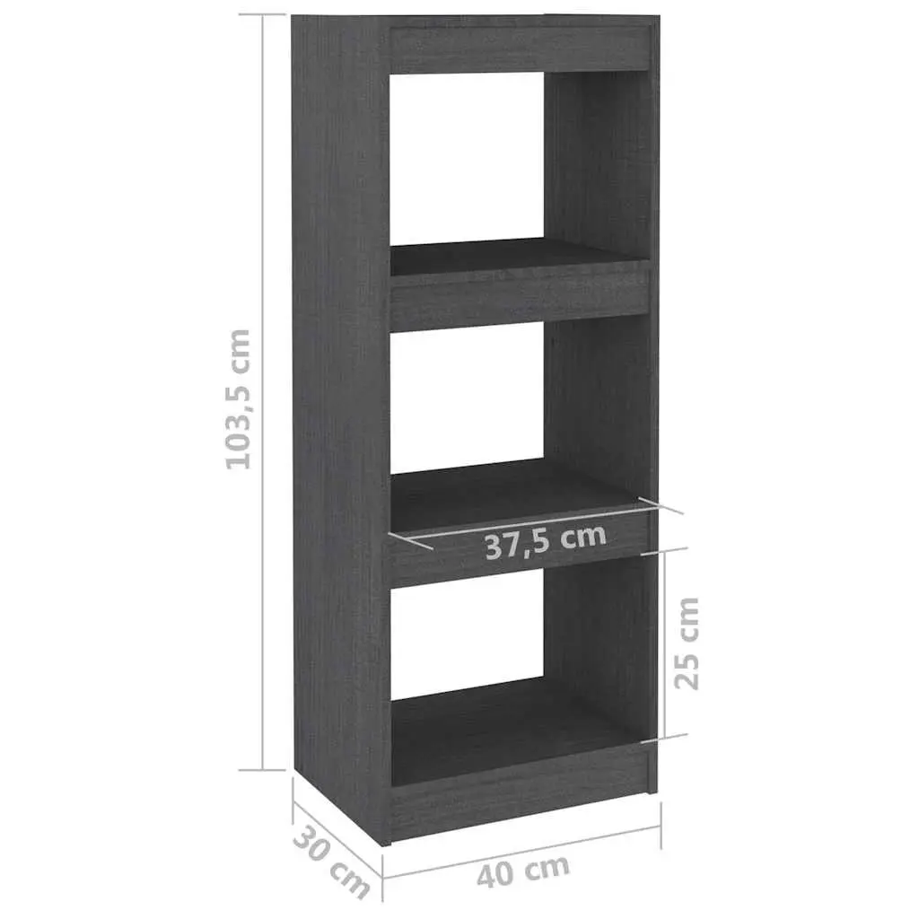 Grey Solid Pinewood Room Divider Book Cabinet 40x30x103.5cm Storage Bookshelf