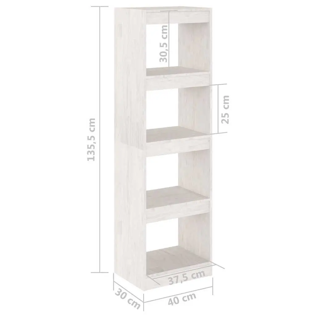 Pinewood Book Storage Cabinet Room Divider White 40x30x135.5 cm Shelving Unit