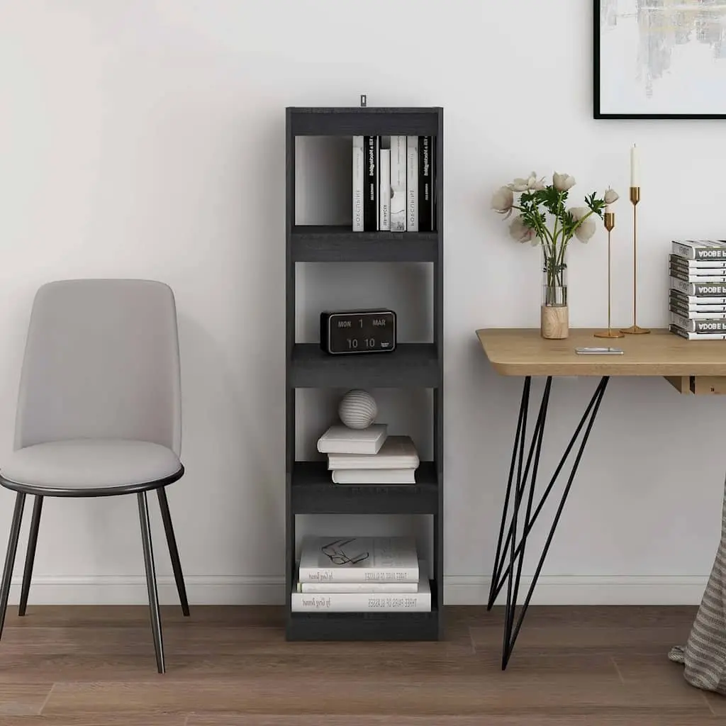 Book Cabinet Room Divider Pinewood 40 x 30 x 135.5 cm Grey