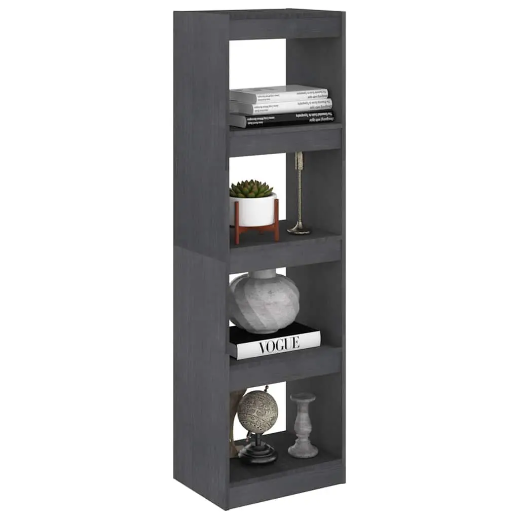 Book Cabinet Room Divider Pinewood 40 x 30 x 135.5 cm Grey