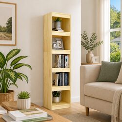 Practical Wooden Book Cabinet as Room Divider for Home Use