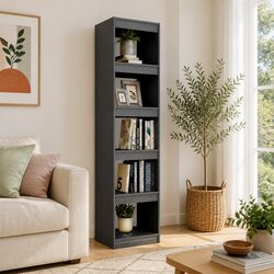 Practical Grey Pinewood Book Cabinet for Hallways and Living Spaces