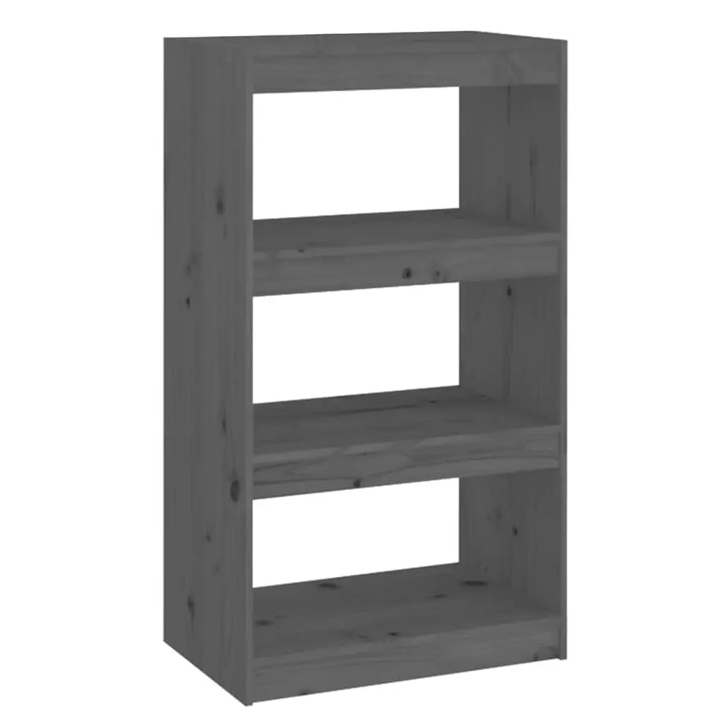 Book Shelf Grey Solid Pine Wood 60x30x103.5 cm Storage Room Divider