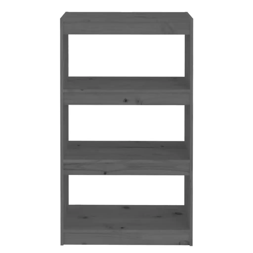 Book Shelf Grey Solid Pine Wood 60x30x103.5 cm Storage Room Divider