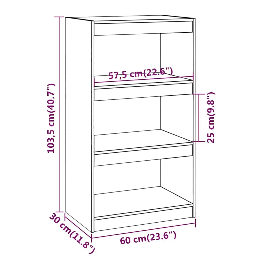 Book Shelf Grey Solid Pine Wood 60x30x103.5 cm Storage Room Divider
