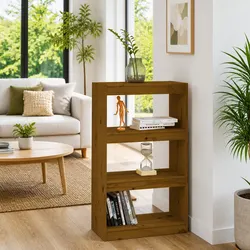 Practical Honey Brown Book Cabinet for Home Use