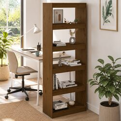 Versatile Bookcase and Room Divider in Honey Brown