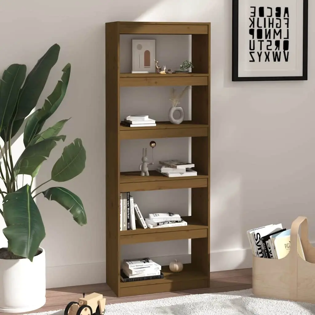 Book Cabinet Solid Pine Wood Honey Brown 60x30x167.5cm Room Divider Bookshelf
