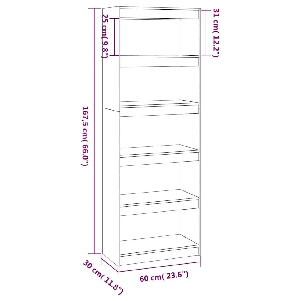 Book Cabinet Solid Pine Wood Honey Brown 60x30x167.5cm Room Divider Bookshelf