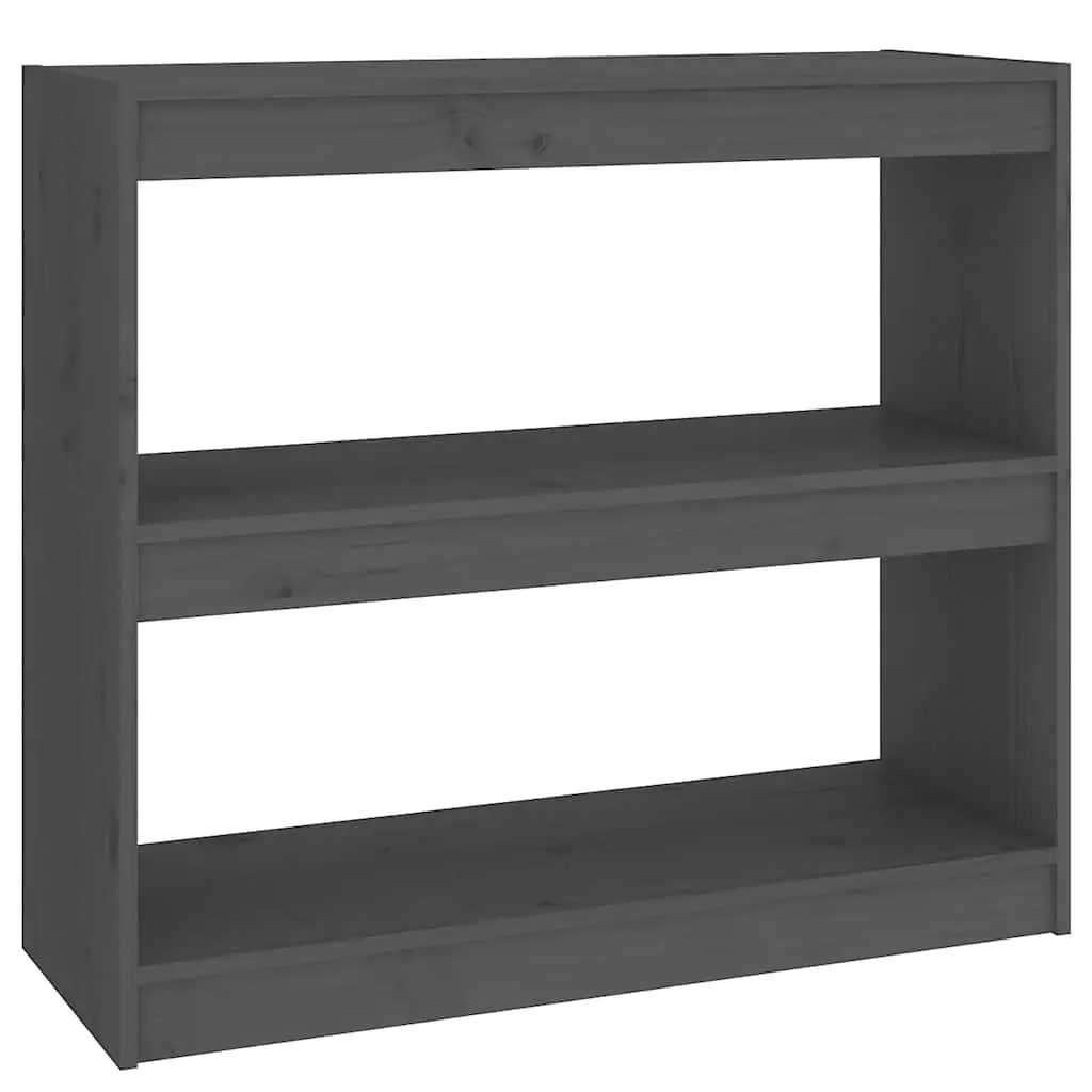Book Cabinet Solid Pinewood Grey 80W x 30D x 71.5H cm Shelving Storage Room Divider