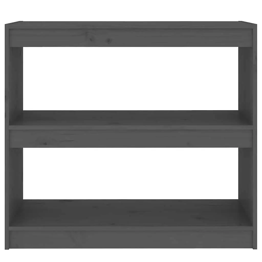 Book Cabinet Solid Pinewood Grey 80W x 30D x 71.5H cm Shelving Storage Room Divider