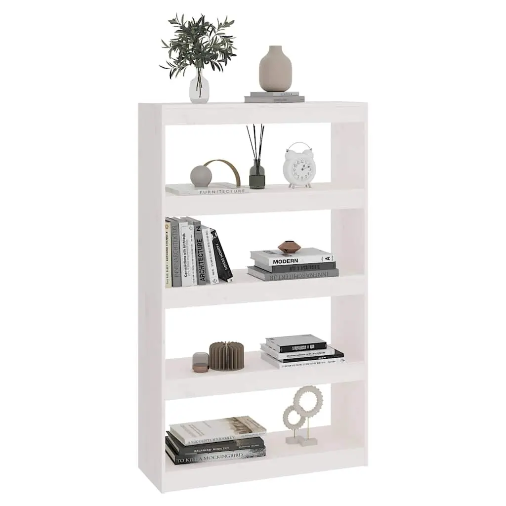 Book Cabinet Room Divider White 80x30x135.5cm Solid Pine Wood Bookcase Shelf