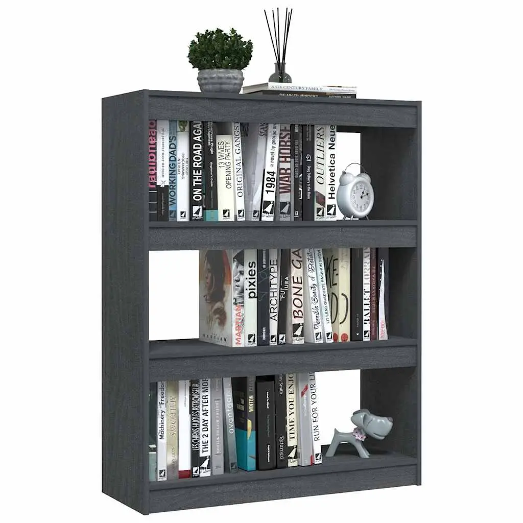 Wooden Book Cabinet Standing Shelf Room Divider Grey Storage Bookcase Unit