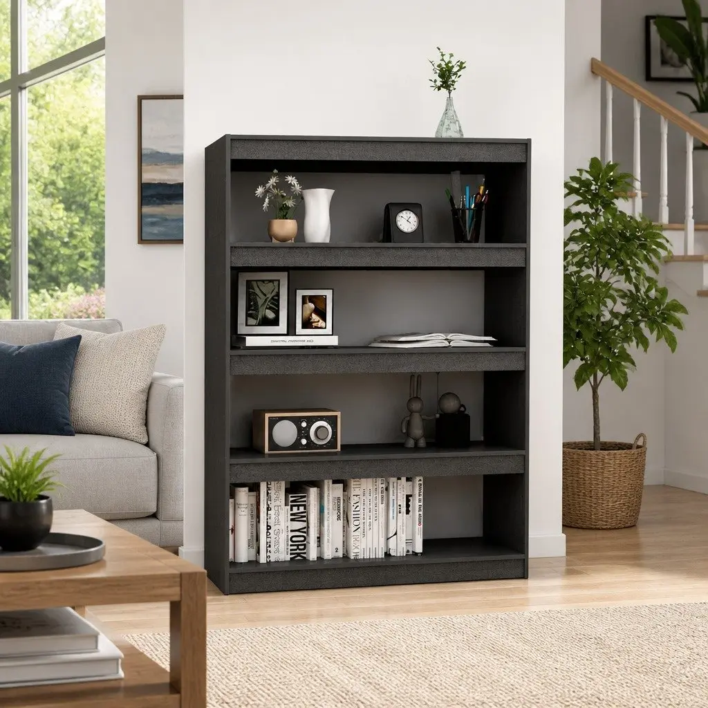 Book Cabinet Solid Pinewood 100x30x1355 cm Grey Room Divider Standing Shelf
