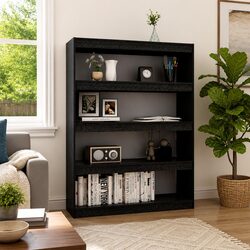 Black Book Cabinet Standing Shelf Room Divider Wooden Storage Organiser