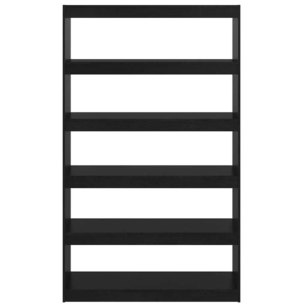 Book Cabinet Room Divider Black Solid Pinewood Bookshelf Standing Storage