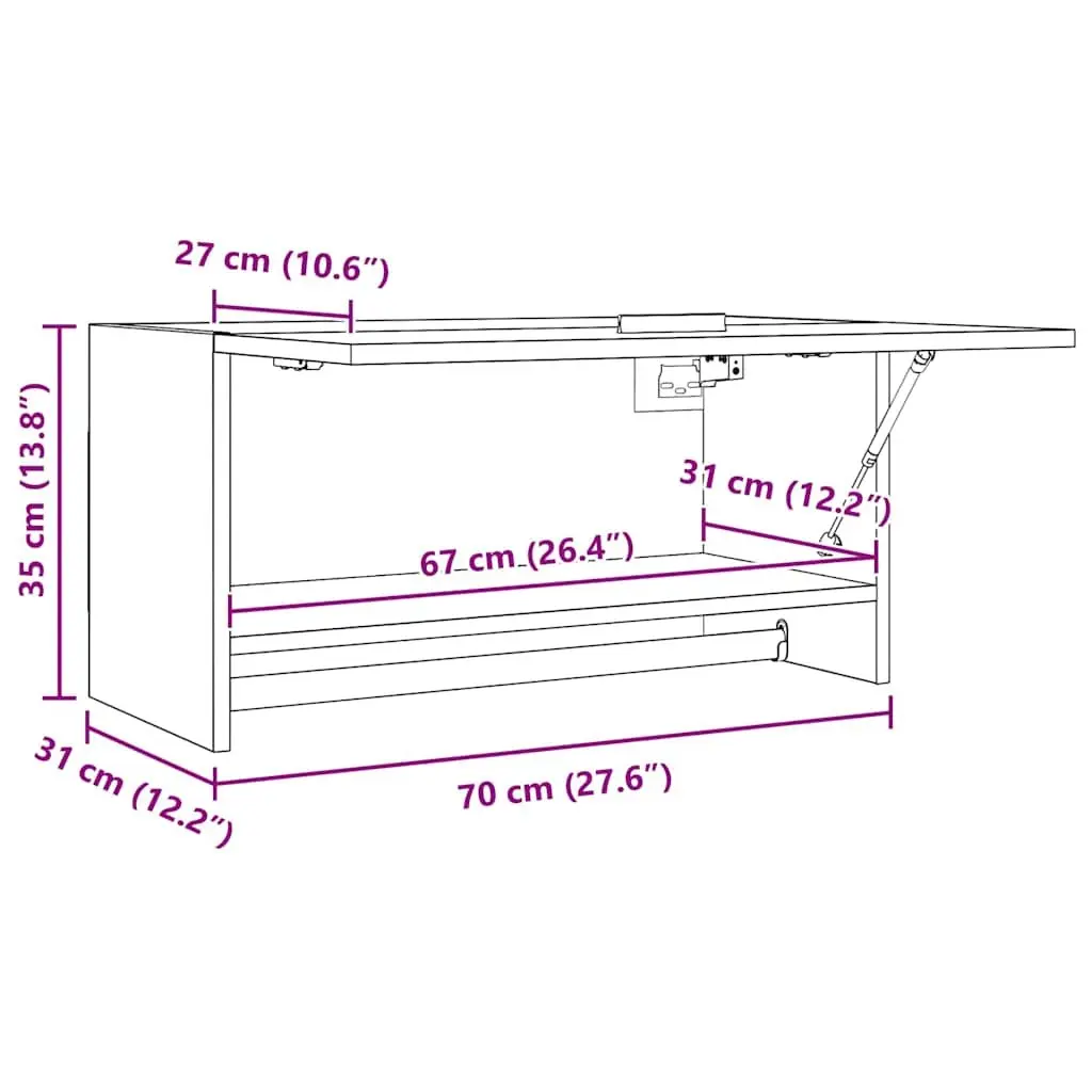 Wardrobe Engineered Wood White with Hanger Bar Large Compartment 70x32.5x35cm
