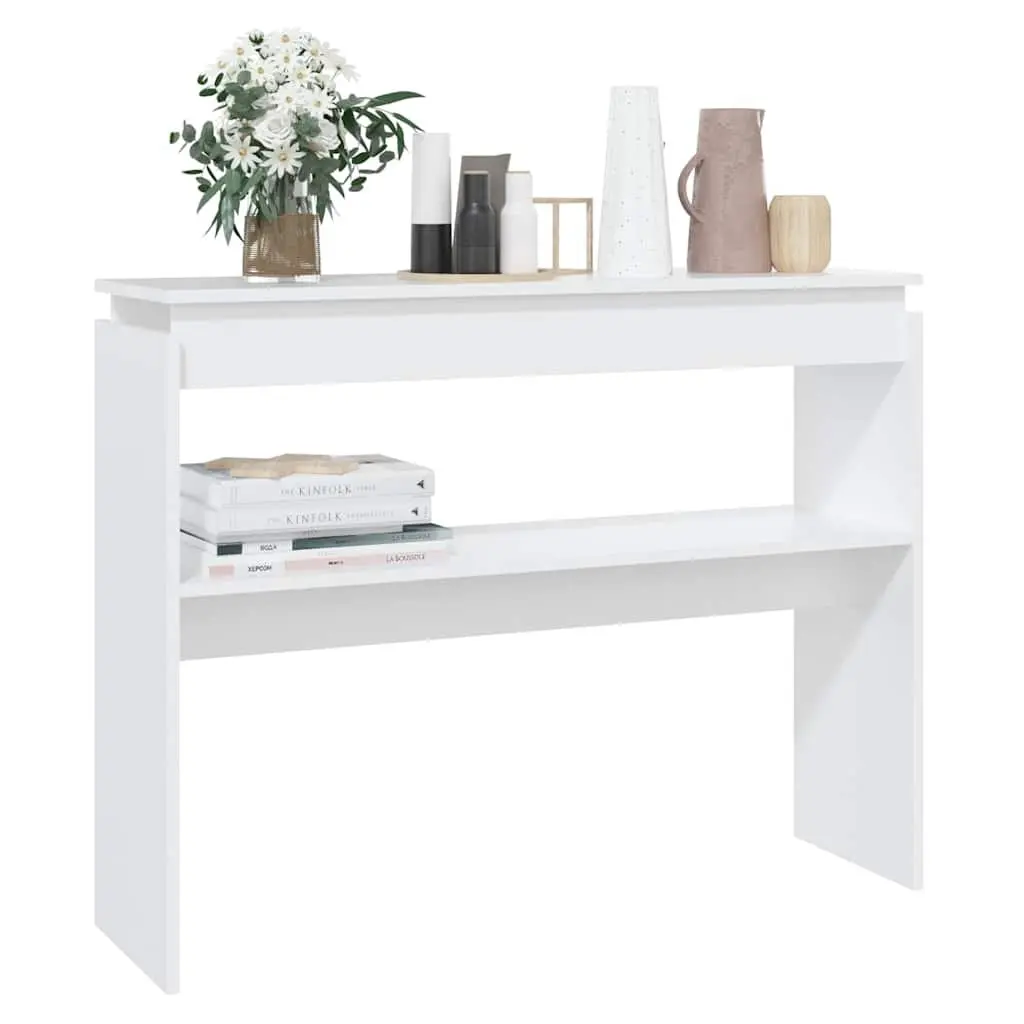 Console Table Engineered Wood 102cm x 30cm x 80cm White Hallway Accent Side Table Storage Display