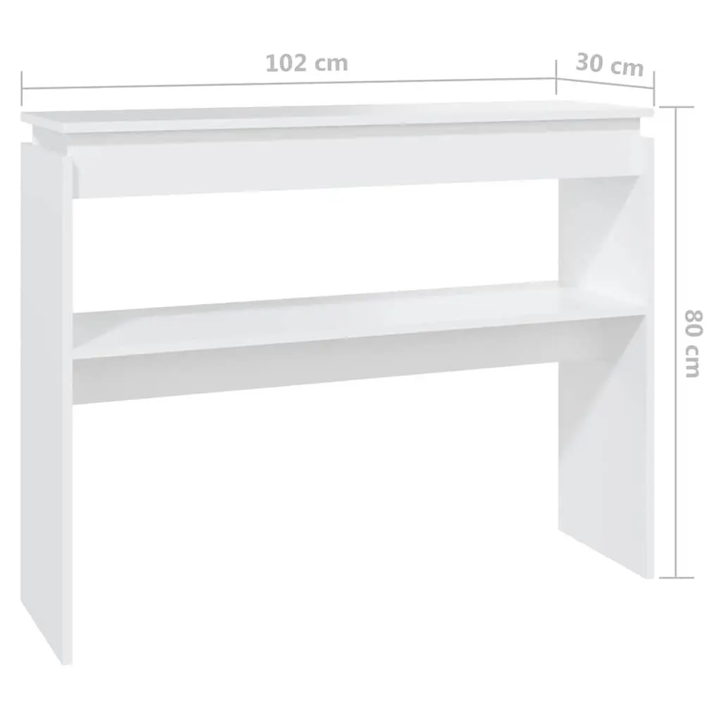Console Table Engineered Wood 102cm x 30cm x 80cm White Hallway Accent Side Table Storage Display