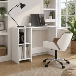 Space-Saving White Desk for Efficient Work and Study