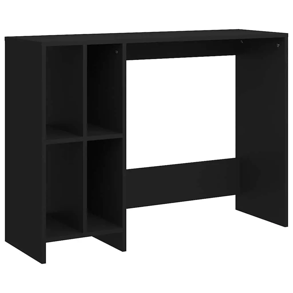 Notebook Desk Black Compact Office Workstation Study Table Shelves Storage Space