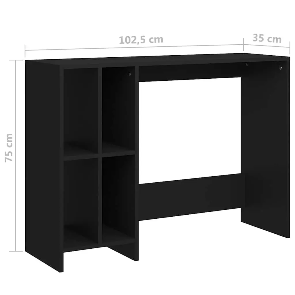 Notebook Desk Black Compact Office Workstation Study Table Shelves Storage Space