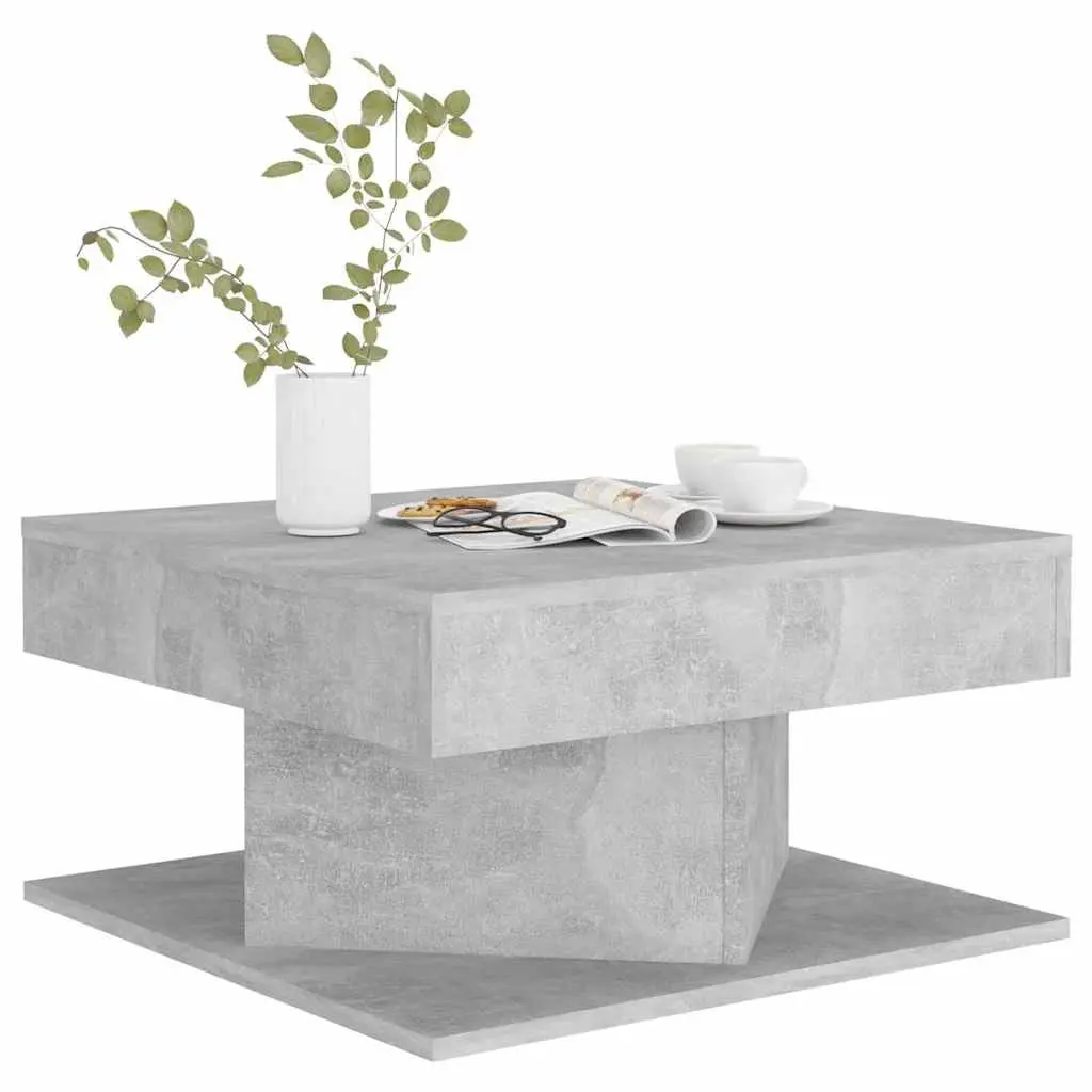Coffee Table Engineered Wood Grey 57x57x30cm Concrete Effect with Side Storage