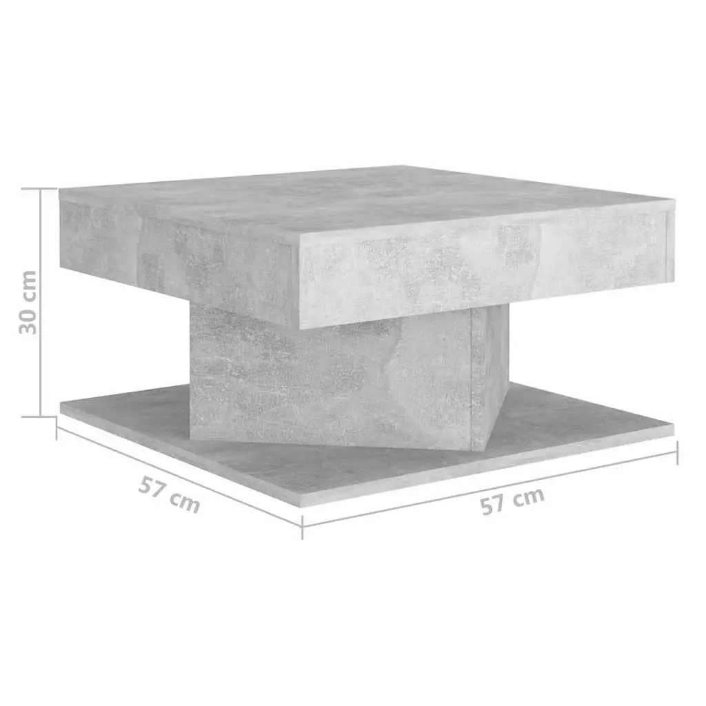 Coffee Table Engineered Wood Grey 57x57x30cm Concrete Effect with Side Storage