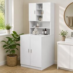 Functional White Storage Cabinet for Bathroom Use