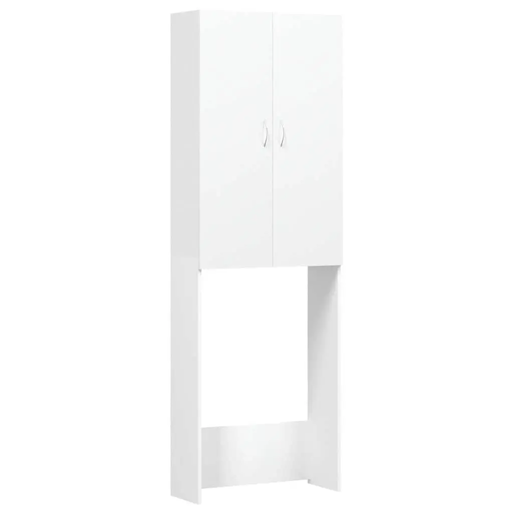 Washing Machine Cabinet Engineered Wood Tall Storage Organiser White 64x25.5x190 cm