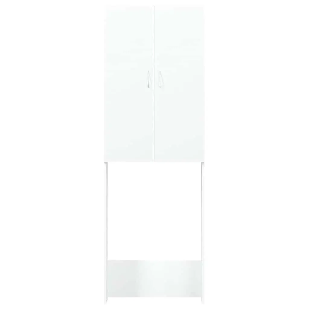 Washing Machine Cabinet Engineered Wood Tall Storage Organiser White 64x25.5x190 cm