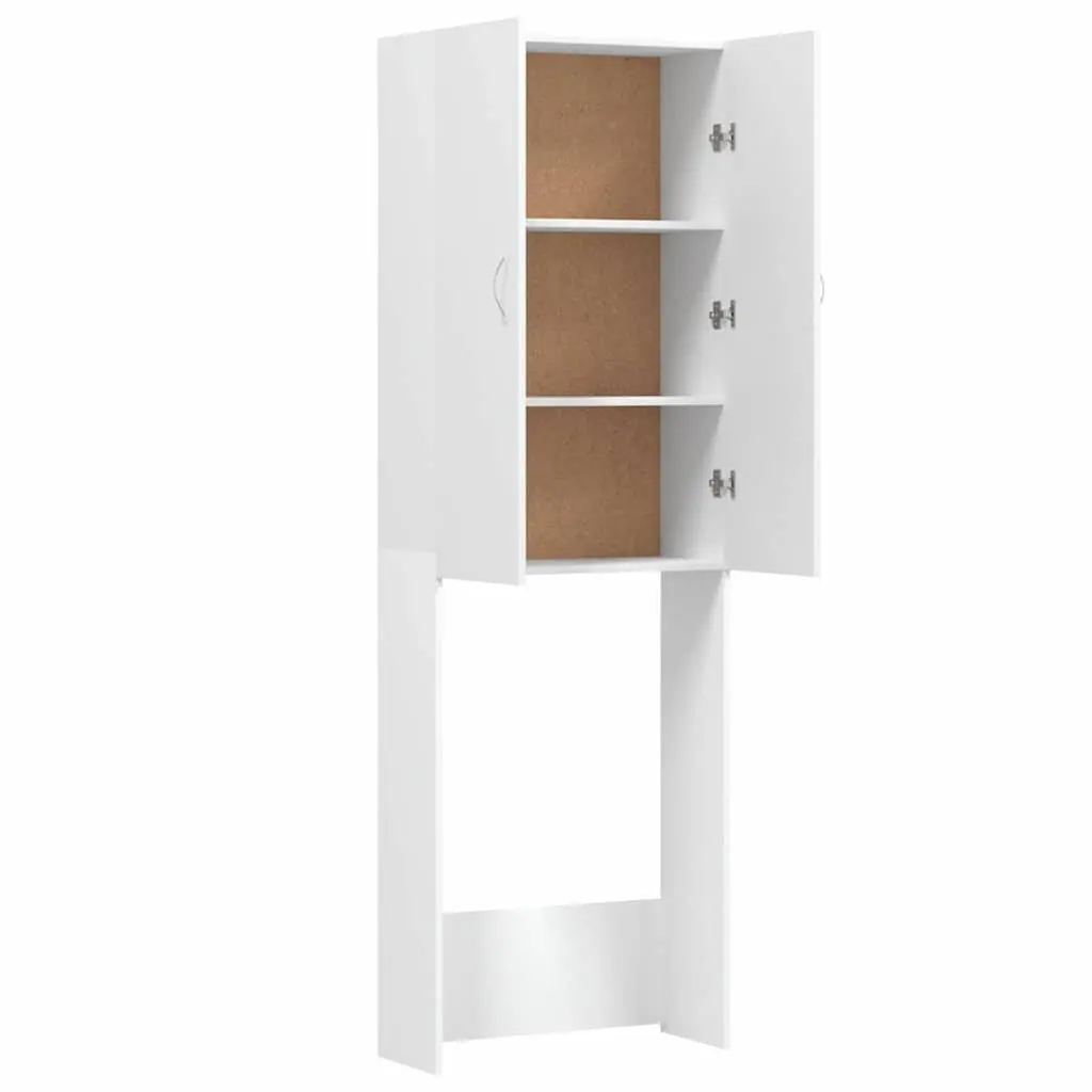 Washing Machine Cabinet Engineered Wood Tall Storage Organiser White 64x25.5x190 cm